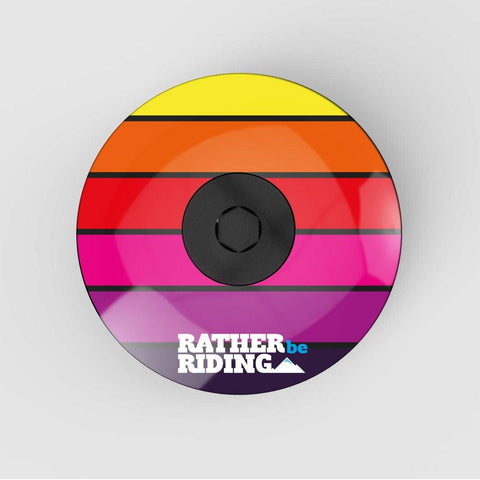 Retro Sunset Headset Stem Cap | Top Cap - Ratherberiding | Custom Stemcaps and Mudguards