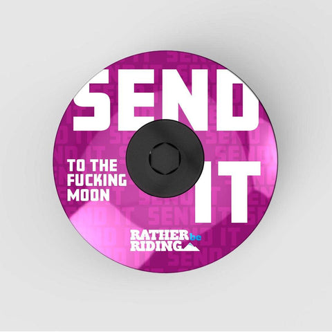 Send It Moon Headset Stem Cap | Top Cap - Ratherberiding | Custom Stemcaps and Mudguards